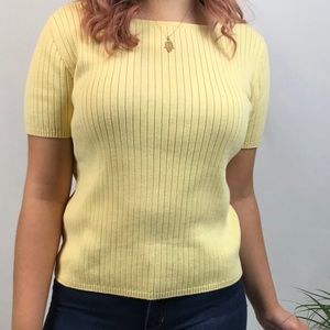 Talbots square neck short sleeve sweater top